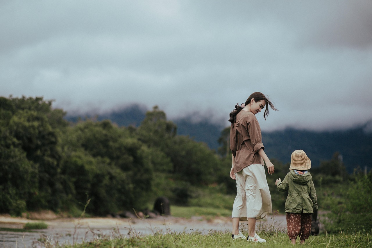 mother and child outdoors